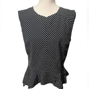 STRUT & BOLT Stitchfix Black + White Sleeveless "Urbana" Peplum Top NWT Size XL